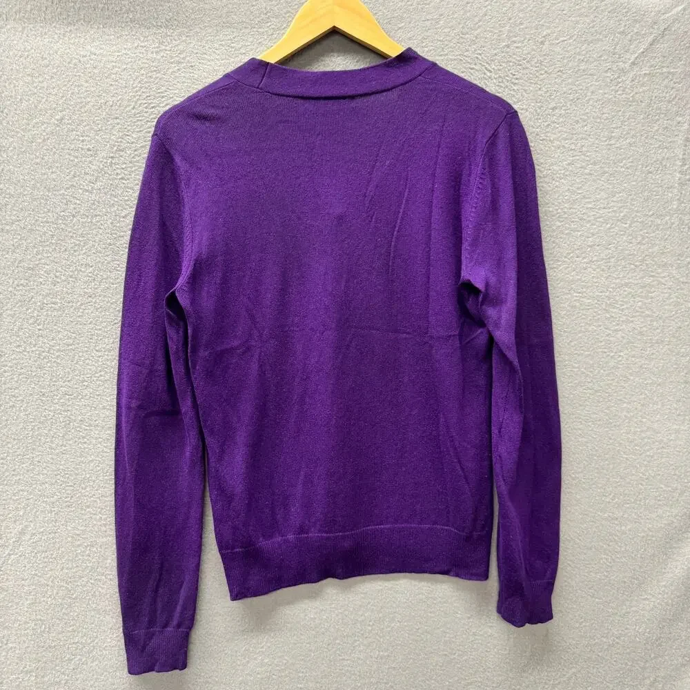 Lauren Ralph Lauren Sweater‎ Womens Medium Purple Silk Cashmere V-Neck Pullover